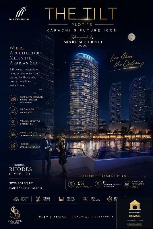1-Bedroom Luxury Apartment (Sea Facing, 2 Bath, Suite 25) at HMR Waterfront For Sale in DHA Phase 8 Karachi — Property by Humaiz Architectural Asset