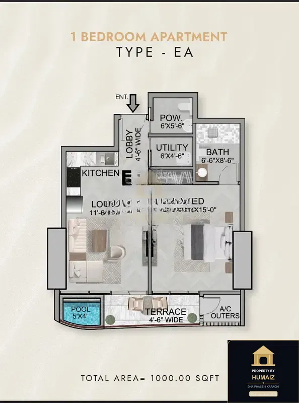 111 Sq. Yd. 1-Bedroom Luxury Villa at HMR Waterfront For Sale in DHA Phase 8 Karachi — Photograph 3
