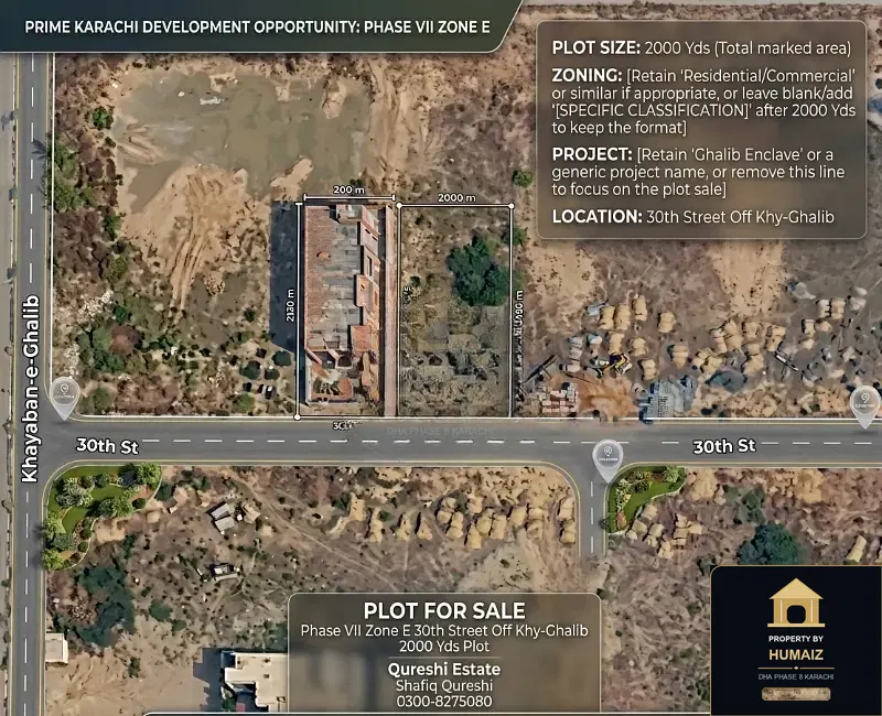 2,000 Sq. Yd. Residential Plot (Parcel 4) on Khayaban-e-Ghalib For Sale in DHA Phase 8 Karachi — Property by Humaiz Architectural Asset