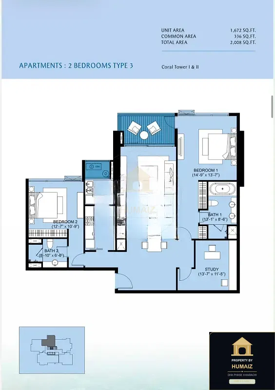 2-Bedroom Luxury Apartment (Sea Facing, 2 Bath, Suite 22) at Coral Towers For Sale in DHA Phase 8 Karachi — Photograph 13
