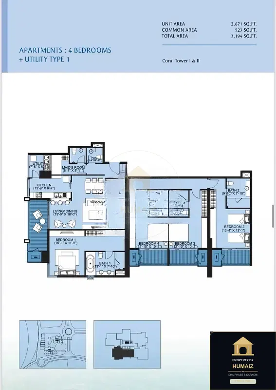 4-Bedroom Luxury Apartment (West Open, 6 Bath, Suite 2) at Coral Towers For Sale in DHA Phase 8 Karachi — Photograph 9