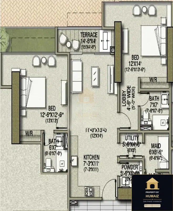 2-Bedroom Luxury Apartment (Sea Facing, 2 Bath, Suite 61) at HMR Waterfront For Sale in DHA Phase 8 Karachi — Photograph 3