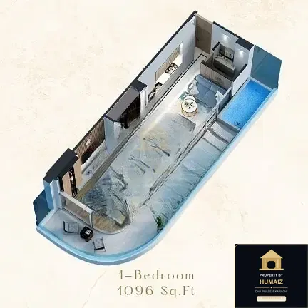 1-Bedroom Luxury Apartment (1 Bath, Suite 64) at HMR Waterfront For Sale in DHA Phase 8 Karachi — Photograph 4