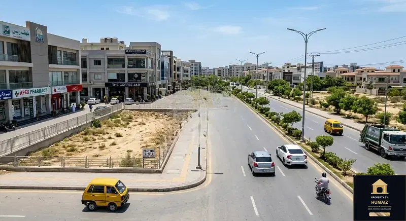 200 Sq. Yd. Commercial Plot (Parcel 17) on Peninsula Commercial For Sale in DHA Phase 8 Karachi — Property by Humaiz Architectural Asset