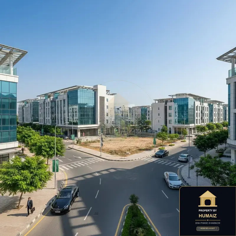 200 Sq. Yd. Commercial Plot (Parcel 31) on Peninsula Commercial For Sale in DHA Phase 8 Karachi — Property by Humaiz Architectural Asset