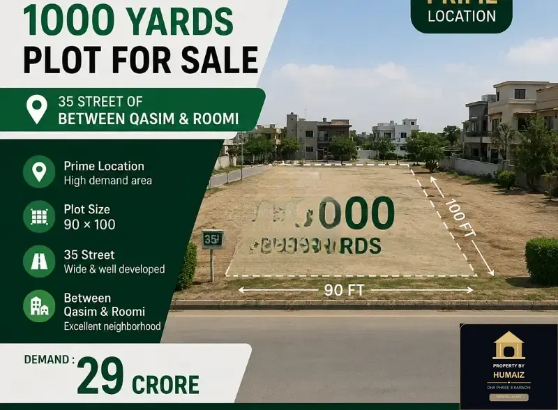 1,000 Sq. Yd. Residential Plot (Parcel 25) in Zone A For Sale in DHA Phase 8 Karachi — Property by Humaiz Architectural Asset
