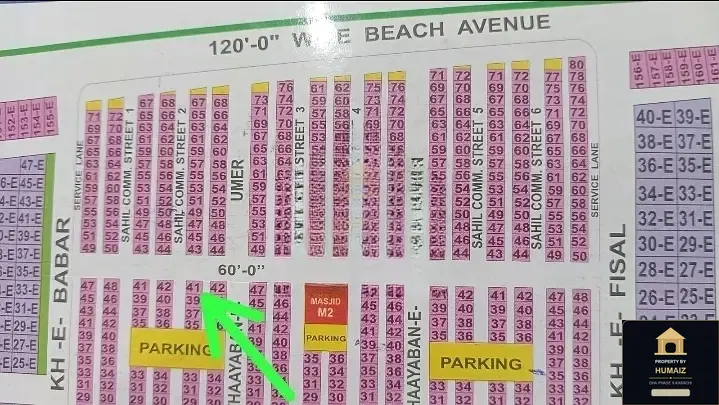 100 Sq. Yd. Commercial Plot (Corner, Parcel 5) in Khayaban-e-Sahil For Sale in DHA Phase 8 Karachi — Property by Humaiz Architectural Asset