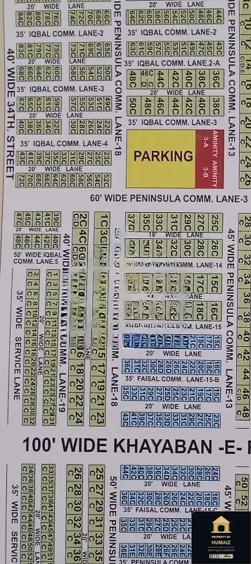 100 Sq. Yd. Commercial Plot (Corner, Parcel 1) in Zone E For Sale in DHA Phase 8 Karachi — Property by Humaiz Architectural Asset