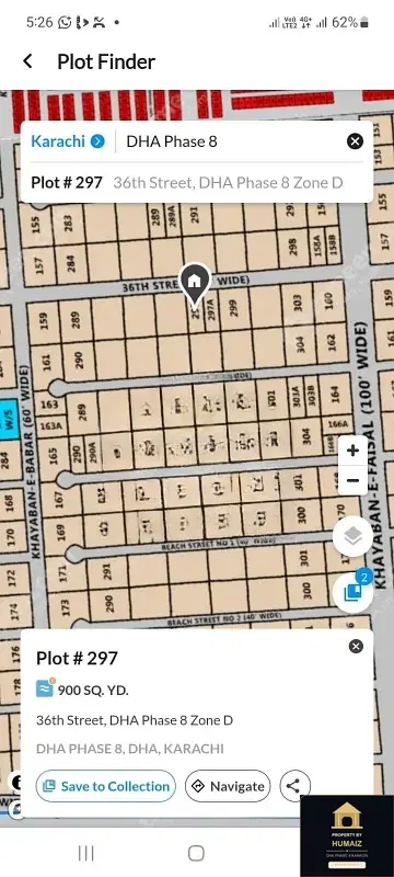 1,000 Sq. Yd. Residential Plot (Parcel 6) in Khayaban-e-Faisal For Sale in DHA Phase 8 Karachi — Property by Humaiz Architectural Asset