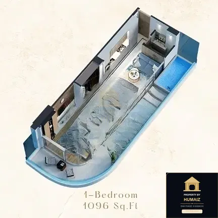 1-Bedroom Luxury Apartment (1 Bath, Suite 59) at HMR Waterfront For Sale in DHA Phase 8 Karachi — Photograph 4
