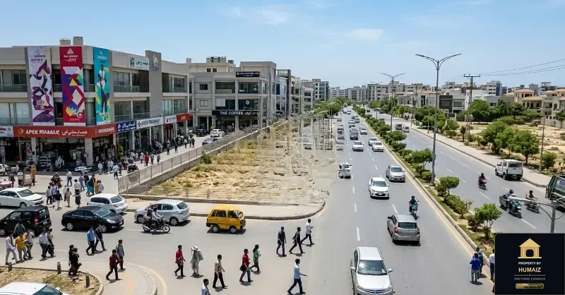 100 Sq. Yd. Commercial Plot (Parcel 28) on Peninsula Commercial For Sale in DHA Phase 8 Karachi — Property by Humaiz Architectural Asset
