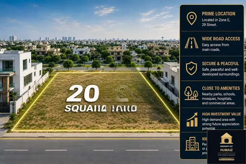 2,000 Sq. Yd. Residential Plot (Boulevard Facing, Parcel 8) in Zone E For Sale in DHA Phase 8 Karachi — Property by Humaiz Architectural Asset