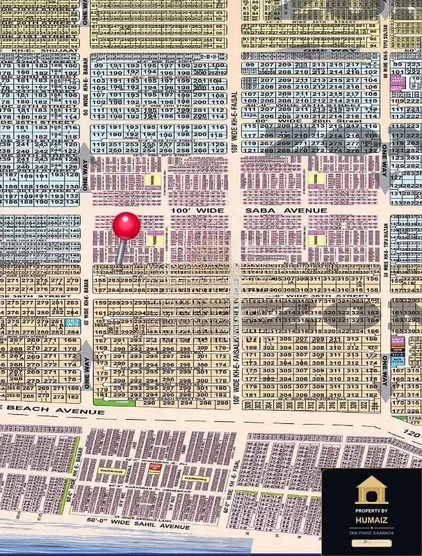 500 Sq. Yd. Residential Plot (Corner, Parcel 2) on Peninsula Commercial For Sale in DHA Phase 8 Karachi — Property by Humaiz Architectural Asset