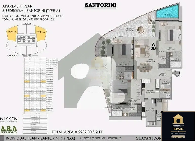 3-Bedroom Luxury Apartment (Sea Facing, 4 Bath, Suite 33) at HMR Waterfront For Sale in DHA Phase 8 Karachi — Property by Humaiz Architectural Asset