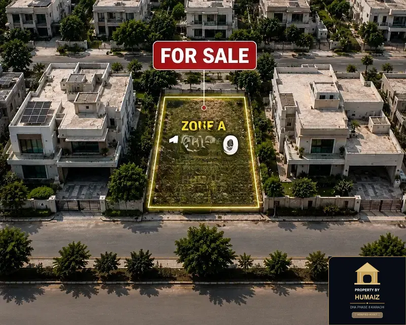 1,000 Sq. Yd. Residential Plot (Parcel 28) in Zone A For Sale in DHA Phase 8 Karachi — Property by Humaiz Architectural Asset