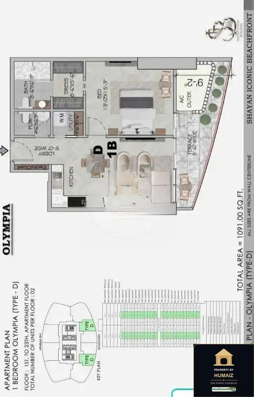 1-Bedroom Luxury Apartment (Sea Facing, 1 Bath, Suite 23) at HMR Waterfront For Sale in DHA Phase 8 Karachi — Photograph 4