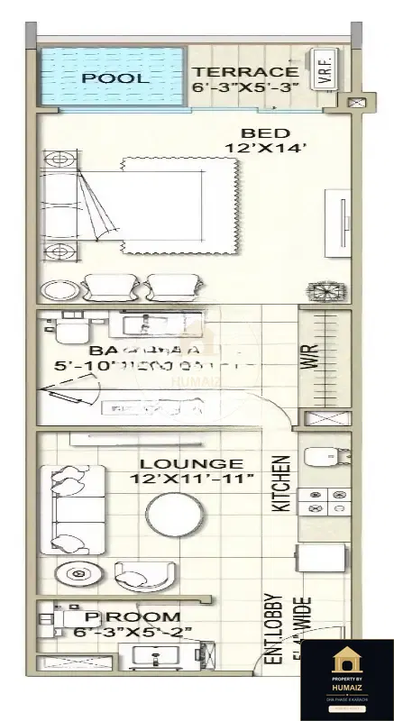 1-Bedroom Luxury Apartment (1 Bath, Suite 71) at HMR Waterfront For Sale in DHA Phase 8 Karachi — Photograph 14