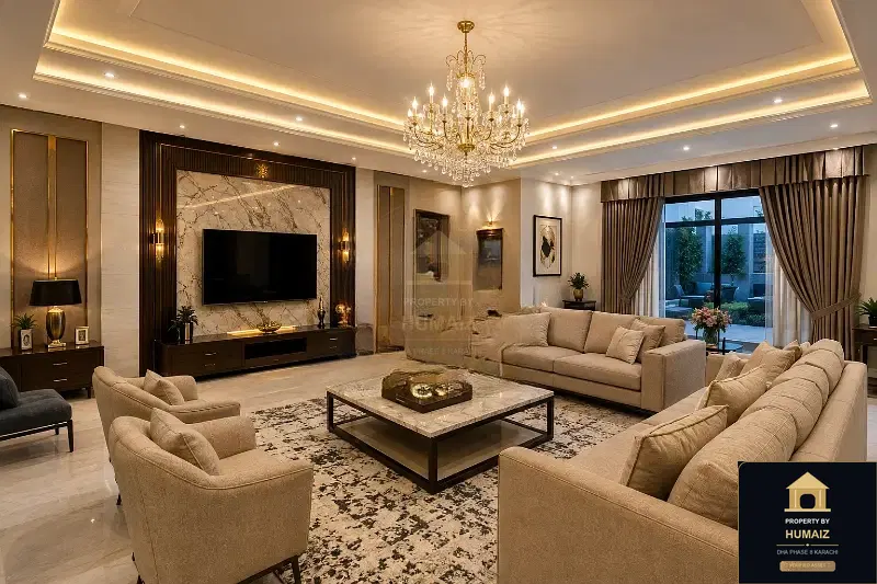 1,000 Sq. Yd. 7-Bedroom Luxury Villa on Khayaban-e-Ghalib For Sale in DHA Phase 8 Karachi — Property by Humaiz Architectural Asset