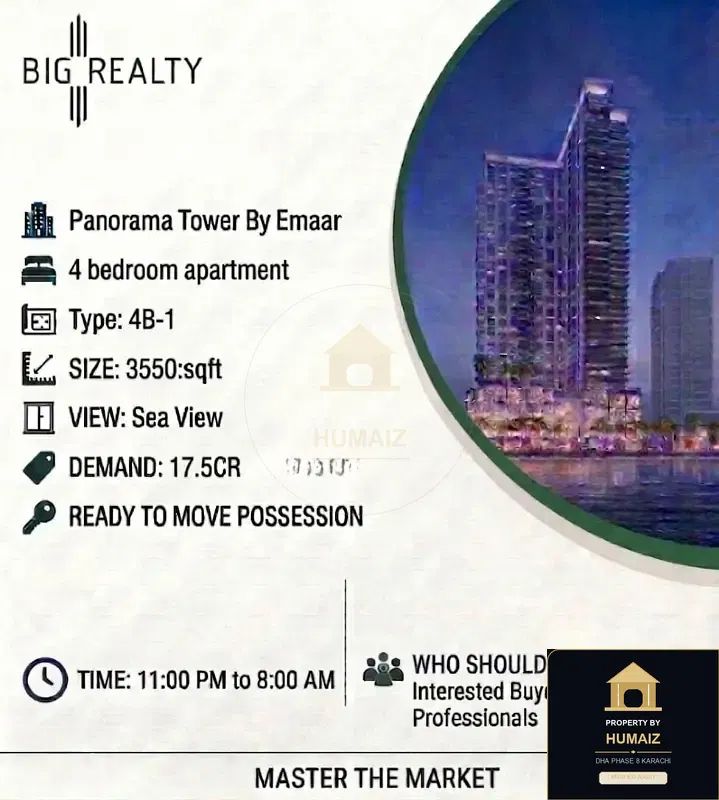 4-Bedroom Luxury Apartment (Sea Facing, 5 Bath, Suite 16) at Panorama For Sale in DHA Phase 8 Karachi — Photograph 2