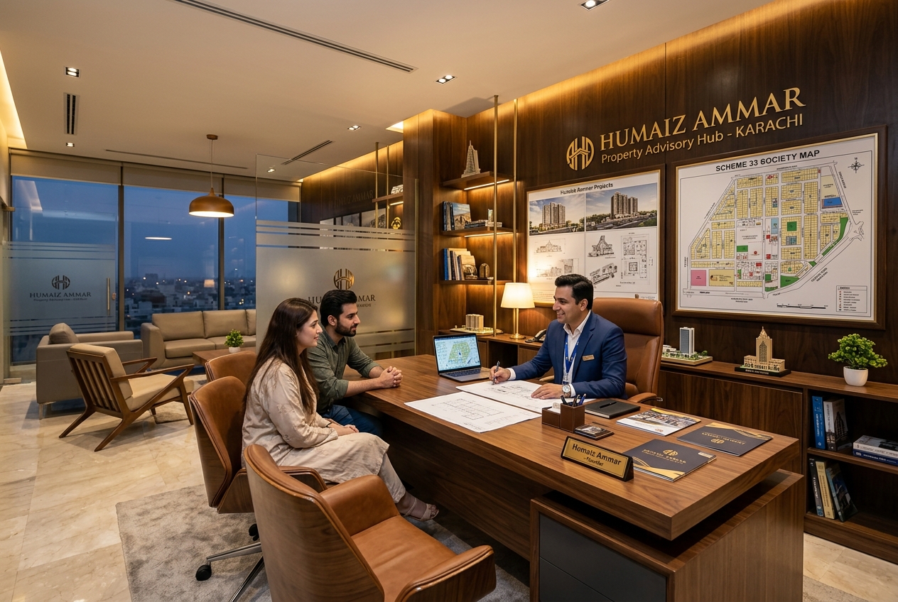 Humaiz Ammar Scheme 33 Advisory Hub workspace and client consultation lounge